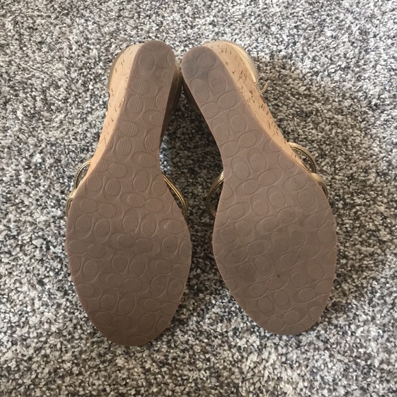 Gently used Coach Gold Wedges 7.5 - Picture 3 of 6